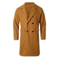 thumbnail image 3 of QHFBli Mens Classic Trench Coat Men's Winter Wool Overcoat Long Anorak Jacket Fashionable Warm Soft Yellow XXL, 3 of 7