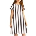 thumbnail image 5 of Odeerbi Toddler Girls Summer A-Line Dress Cute Striped Swing Dress Toddler Kids Short Sleeve Stretchy Dress Toddler Girls Clothes, 5 of 7