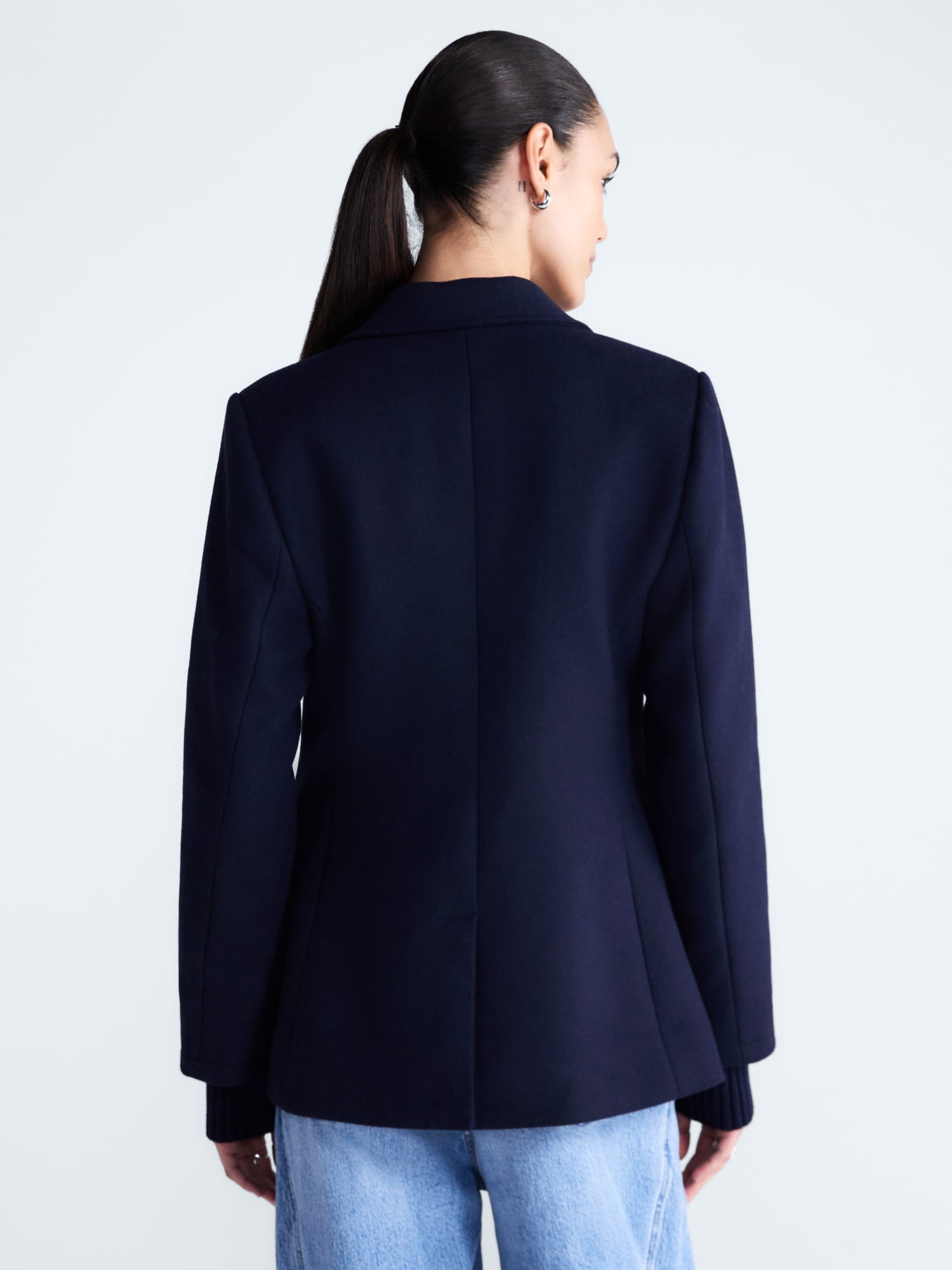 Free Assembly Women's and Women's Plus Single-Breasted Blazer with Ribbed Cuffs, Sizes XS-4X