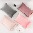thumbnail image 4 of Nvzi Velvet Soft Solid Decorative Throw Pillow Cover with Tassels Boho Accent Cushion Case for Couch Bedroom Car Baby Pink 12''x20'', 4 of 5