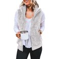 thumbnail image 2 of Hontri Plus Size Coat, Women's Solid Color Fashion Casual Sleeveless Pocket Zipper Coat Grey 4Xl, 2 of 8