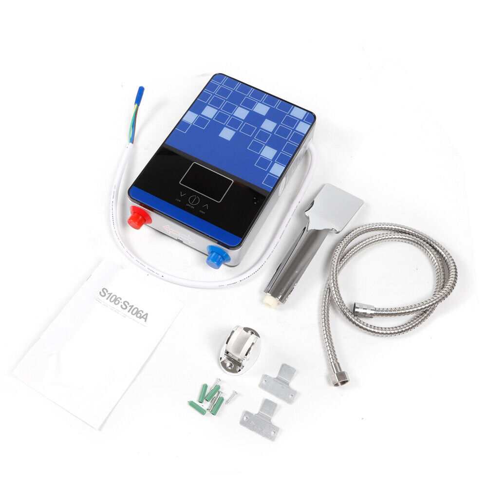 New 4500W Electric Tankless Instant Hot Water Heater For Bathroom Shower Kitchen Blue