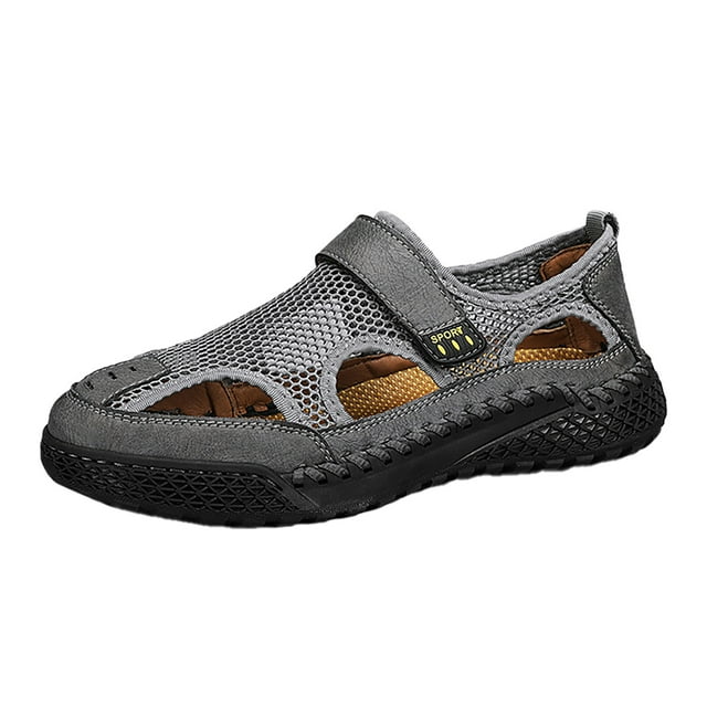 2023 Men's New Summer Breathable Versatile Trend Outdoor Handmade Large Beach Shoes Hollow Mesh Sandals