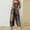 Khaki, variant on Women's Patchwork Pocket button suspender Jumpsuit Loose Floral Print Bohemian Wide Leg Bib Overall Red