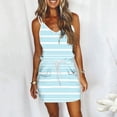 thumbnail image 4 of Antinious Women Comfortable Camis Sleeveless V-Neck Elastic Print Casual Spaghetti Straps Beach Dress, 4 of 5