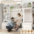 thumbnail image 2 of Blotout 86.6'' Wide LED Farmhouse Hall Tree with Bench and Shoe Storage, Entryway Bench with Coat Rack, 3-Color LED Mirror, Shoe Shelves & Umbrella Holder, Extra-Large Mudroom/Hallway Storage, 2 of 10