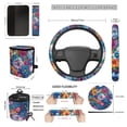 thumbnail image 7 of Garronmavis 15pcs Bohemian Flower Automobile Interior Sets Car Front and Rear Seat Cover Steering Wheel Cover Seat Belt Cover Coasters Rearview Mirror Cover Car Garbage Can, 7 of 7