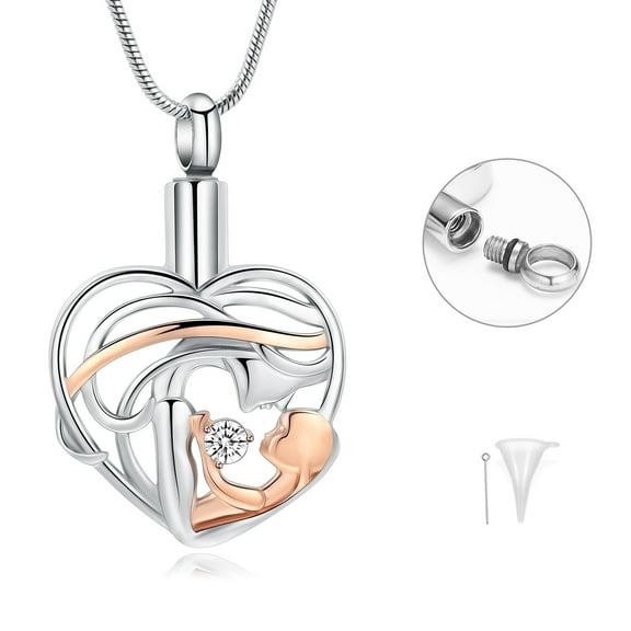 Crystal Heart Urn Necklace for Ashes Cremation Jewelry with Crystal Memorial Jewelry Gifts for Women for Mom /Mother/Grandmum/Son/Daughter