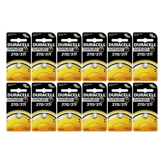 12-Pack Duracell 370/371 Batteries 1.5 Volt Silver Oxide Coin Button