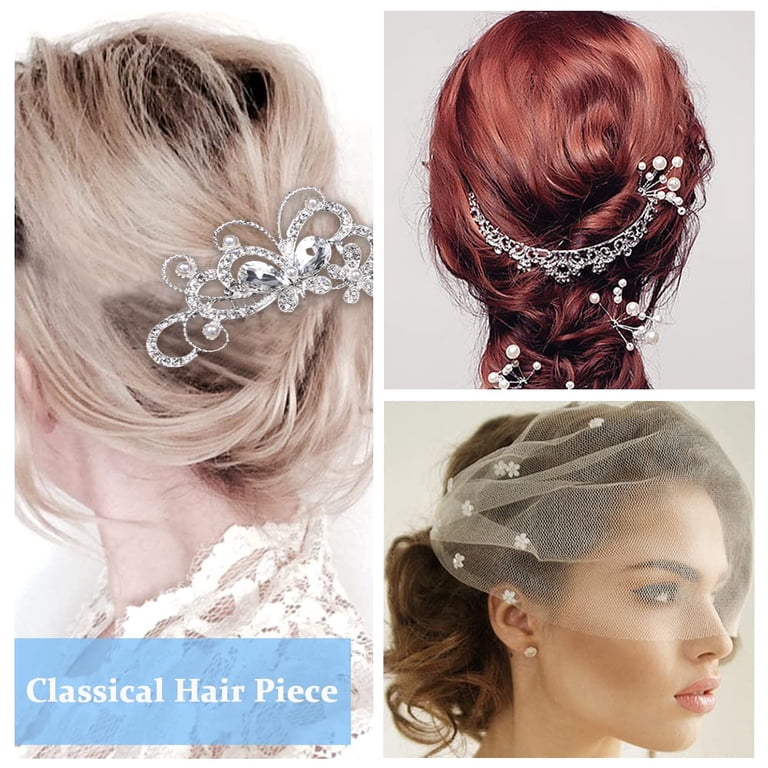 STONCEL Bridal Hair Accessories, Rhinestone Flower Comb Clip  display picture 3