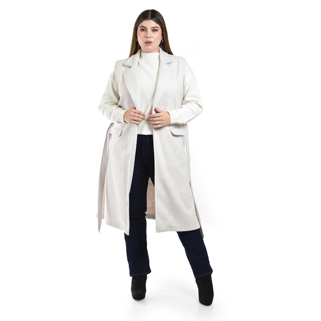 Chaleco largo con cinto Roman Fashion /Tallas Extras, 3018 (Hueso) beige 38