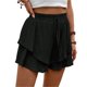 thumbnail image 1 of Pantalones cortos fluidos for mujer, falda pantalón estilo bohemio con volantes y mariposas, cintura alta, tela texturizada, doble capa, Color sólido, informal, 1 of 7