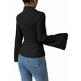 thumbnail image 3 of Women Button Down Shirts Striped Long Sleeve Collared Casual Work Blouses Tops Trendy Outfits Black XL, 3 of 7