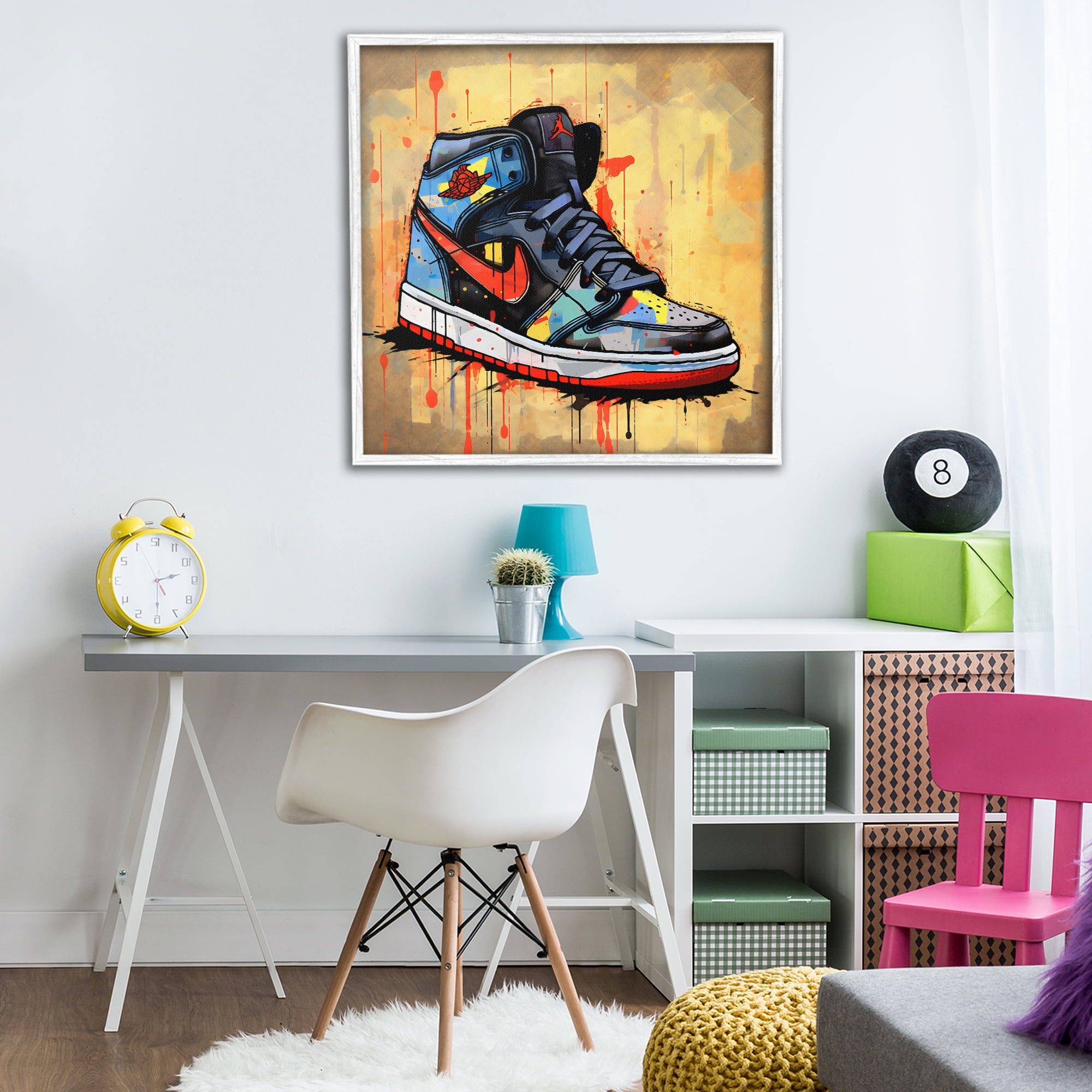 Stupell Industries Sporty Sneaker Drips White Framed Giclee Art, design by Creative Studio