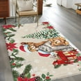 thumbnail image 3 of Christmas Cats Area Rug 4x6 Washable Rug Non Slip Xmas Tree Poinsettia Botanical Linen Texture Large Area Rug Indoor Floor Carpet for Entryway Bedroom Kitchen Living Room Office Dining Room Nursery, 3 of 8