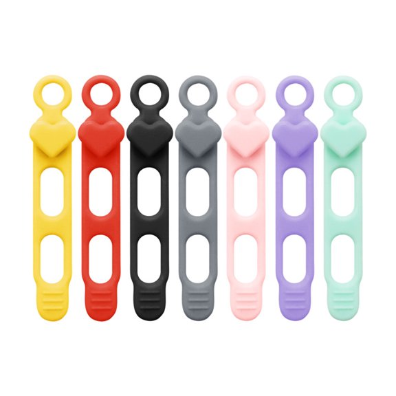 OIUR 3/5/7/12/18/24Pcs Silicone Cable Tie Earphone Phone Charger Computer Power Cord Bundling Strap Reusable Elastic Wire Management Organizer Wrap
