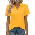 thumbnail image 3 of Women's Polo Shirts Short Sleeve V Neck Business Casual Tops Collared Cotton Golf Shirts Work Summer Tees, 3XL, 3 of 7
