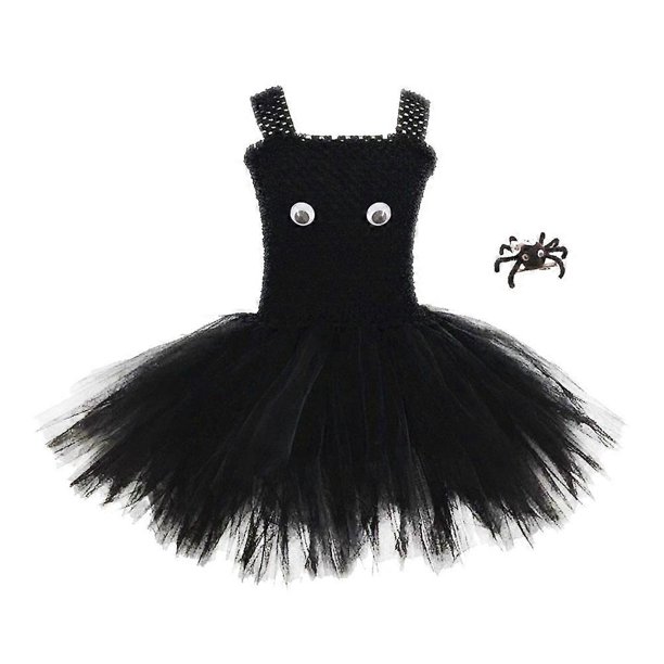 Black Spider Hair Clip Tutu Dress For Halloween Celebrations Ideal For Girls And Babies Size S 1 Set