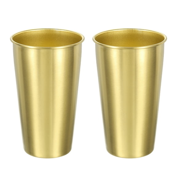 2 Pcs 304 Stainless Steel Cups,20.28oz/600ml Water Glasses Cup Metal Tumbler Gold