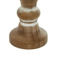 thumbnail image 5 of DecMode Farmhouse Curved Pillar Candle Holders Set of 3, 8", 6", 4"H,Distressed Brown Wood Finish, 5 of 8