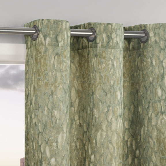 No. 918 Harlowe Abstract Geometric Semi-Sheer Grommet Curtain Panel, 48"W X 84"L, Harbor Blue