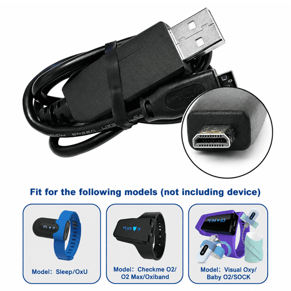 Wellue D-Type USB Charge Data Cable for O2 Max / OxyU / SleepU / VisualOxy / BabyO2