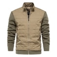 thumbnail image 1 of AIOPESON, abrigos con cremallera y cuello levantado para hombre, mangas tejidas informales, moda Otoño Invierno, chaquetas de empalme de alta calidad para hombres AIOPESON abrigo de poliéster y algodón, 1 of 7