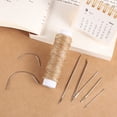 thumbnail image 5 of 55Yards Waxed Thread with 7 Pcs Leather Needles for Hand Sewing 150D Flat Sewing Waxed Thread Leather Repair Needles for Sewing Upholstery Leather Canvas Bags Sofa Furniture(Khaki), 5 of 5