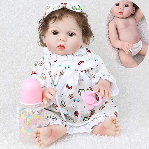 18" Painted Full Silicone Reborn Baby Dolls Newborn Lifelike Toy Puppen Doll 