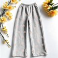 thumbnail image 5 of Sorvello Womens Home Casual Pajama Pants Lips Heart Print Plush Wide Leg Sleep Pants Elastic Drawstring Gray 3XL, 5 of 6