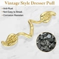 thumbnail image 3 of 4 Pack Leafy Drawer Pull, 5" Vintage Style Dresser Pull Knob Handles Hardware for Wardrobe Cupboard Closets Bookcase Furniture Decoration, Gold, 3 of 6