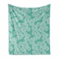 thumbnail image 1 of Floral Soft Flannel Fleece Throw Blanket, Monochrome Pastel Flower Petals Blossoming Bouquets Spring Flourish Meadow, Cozy Plush for Indoor and Outdoor Use, 50" x 70", Seafoam Turquoise, by Ambesonne, 1 of 5