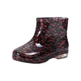 thumbnail image 2 of Domuza Women Bow Tie Printed Glossy Short Ankle Rain Boots, Waterproof Non Slip PVC Rain Shoes for Gardening Walking Commuting Outdoor Rainy Day Wear Red 7.5（EU-39）, 2 of 4