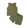 thumbnail image 5 of Atogsazn Toddler Boy Clothes Baby Boys Cute Sleeveless Patchwork Sweatshirt Tops Pants Outfit Set 2Pcs Set Army Green 12-18 Months, 5 of 9