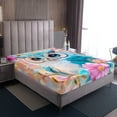 thumbnail image 3 of Blue Owl Fitted Sheet Watercolor Floral Bed Sheets Teens,Bohemian Decor Flower Twin Bed Set Animal Sheets(No Top Sheet), 3 of 6