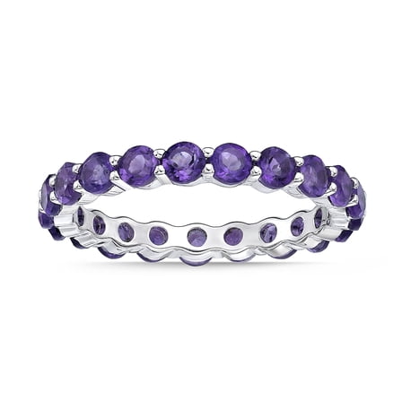 925 Sterling Silver Ring With Round Shaped Purple Amethyst Jewelry Gift For Her