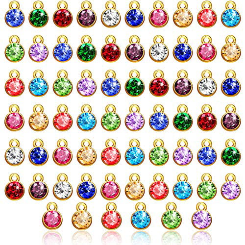 108 Pieces 12 Colors Crystal Birthstone Charms DIY Beads Pendant with Rings Mixed Handmade Round Crystal Charm for Jewelry Necklace Bracelet Earring Making Supplies 7 mm