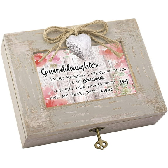 Granddaughter Fill Heart With Love Natural Taupe Wood Locket Music Box Plays Edelweiss