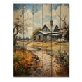 thumbnail image 3 of Designart "Farmhouse Country gracefulness Pointillism I" Landscape & Nature Print on Natural Pine Wood, 3 of 5