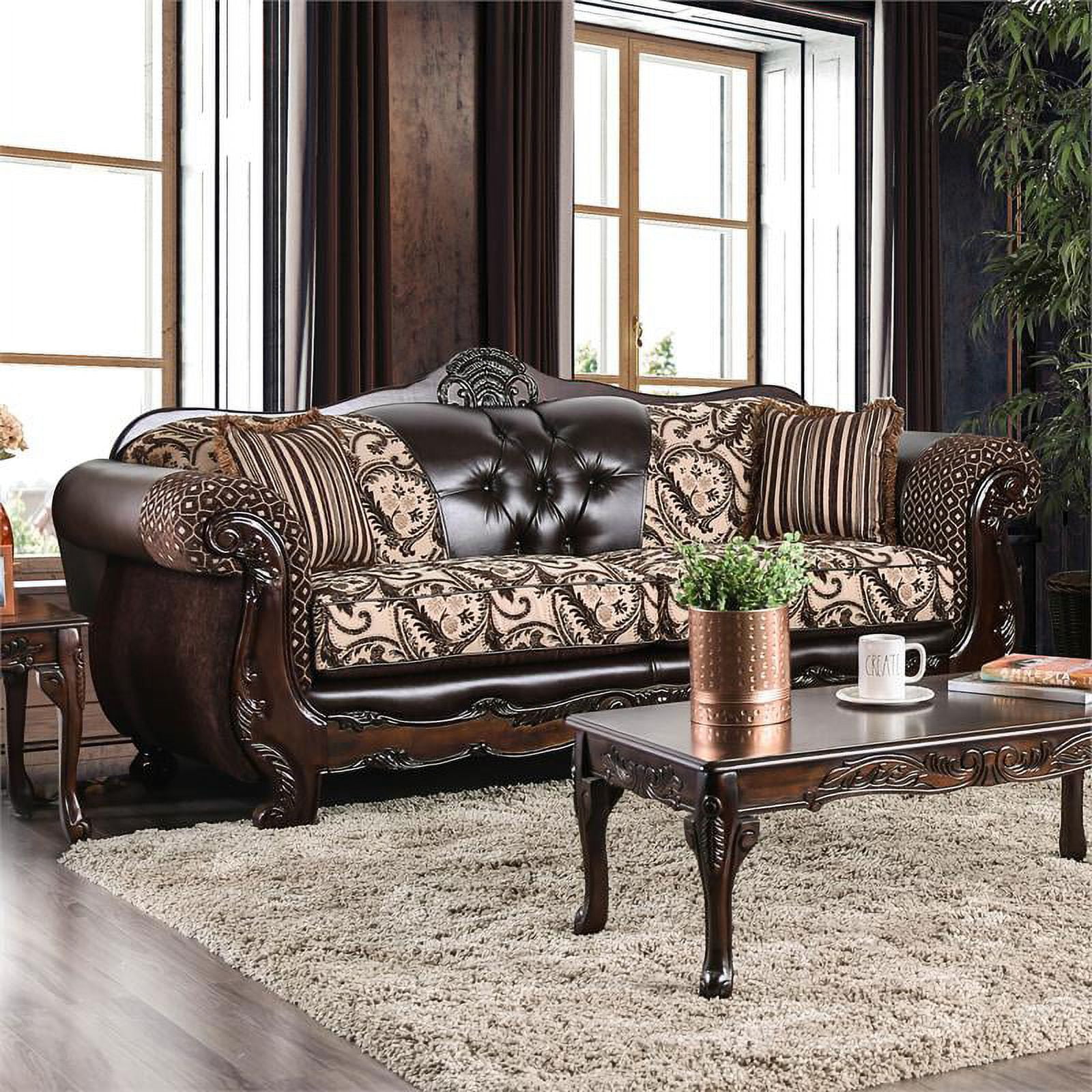 Brown faux leather sofa set deals