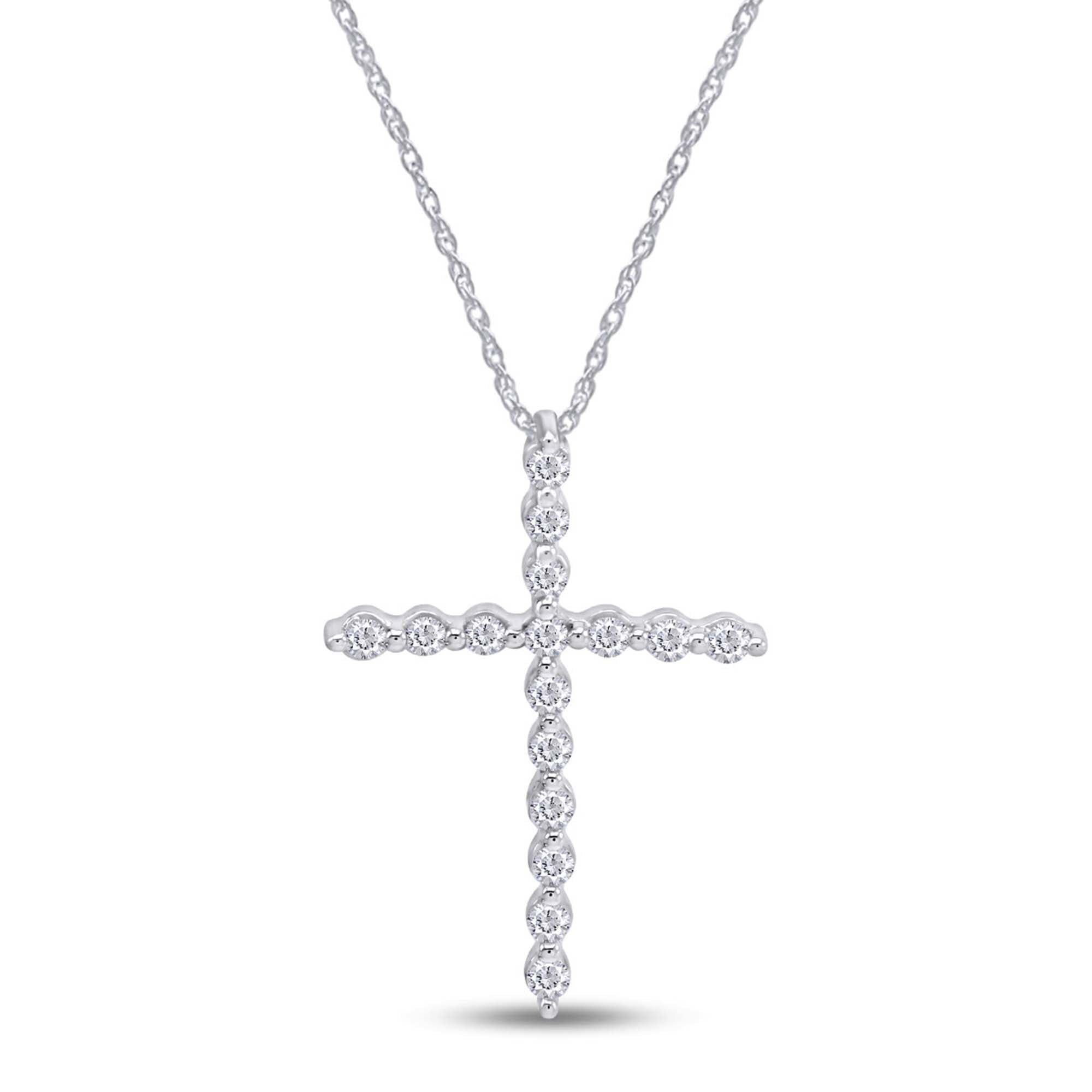 Ross-Simons 0.25 ct. t.w. Diamond Cross Pendant Necklace in 14kt 