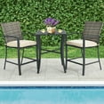 thumbnail image 1 of Gymax 3PCS Patio Metal Bar Set Outdoor Conversation Furniture Set w/ Cushions, 1 of 6