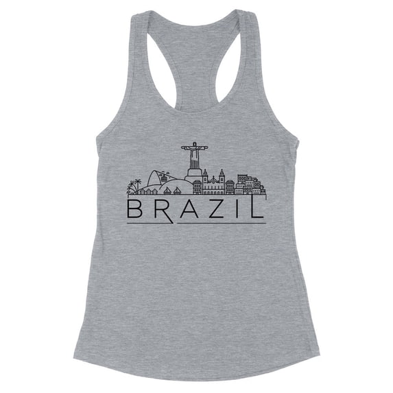 Skyline Brazil Tank Top Fitted Racerback Women's Medium Heather Grey