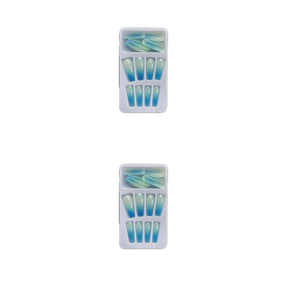 Vogacara 1 Juego de prensa de punta francesa en las uñas brillo degradado puntas artificiales extralargas cubierta completa Kit de manicura de tipo 15 Pegamento 2g, gelatina 24 piezas 2piezas