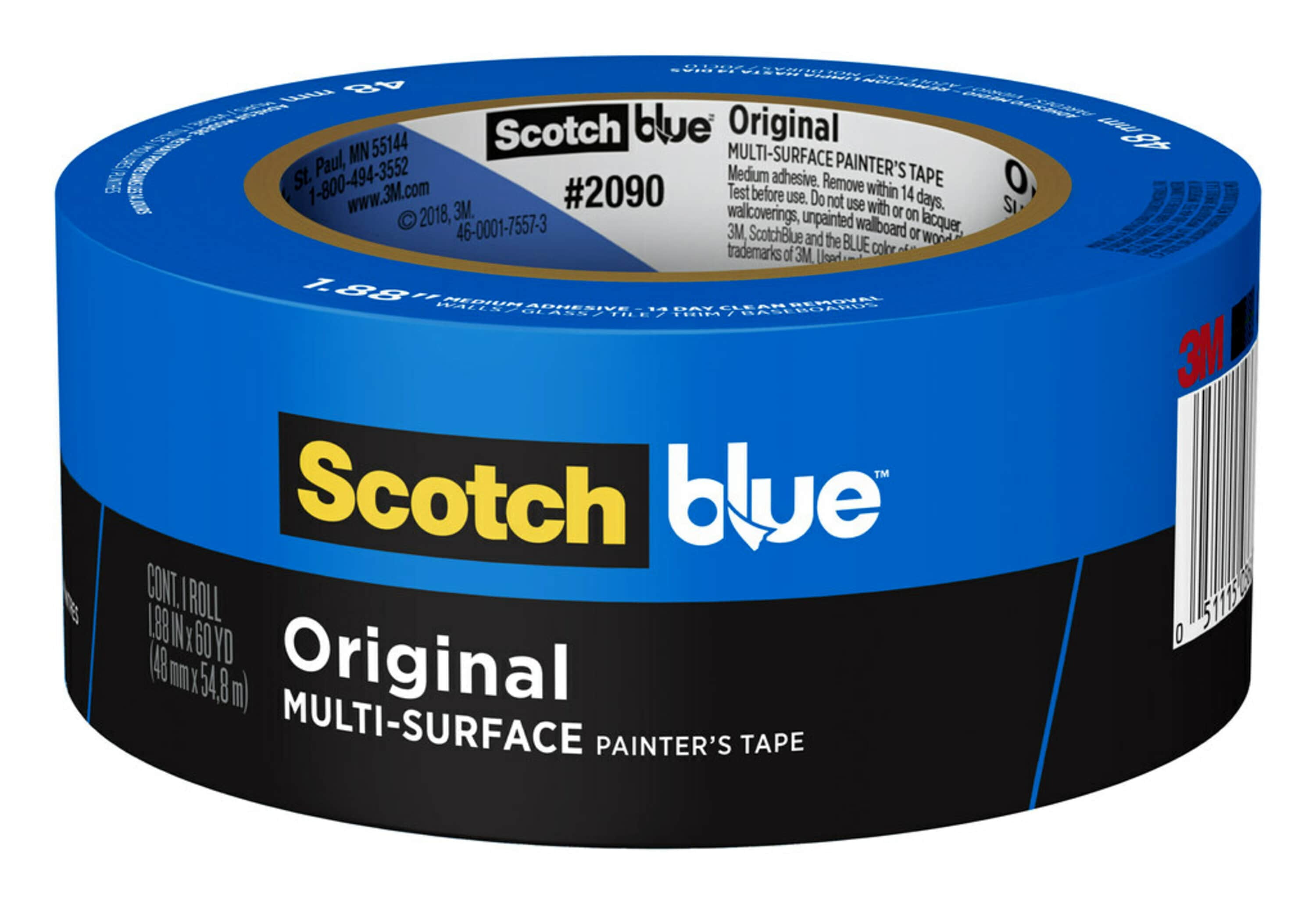 3M  Scotch Blue  1.88in W x 60 yd L Blue  Medium Strength  Painter's Tape 3 pk 