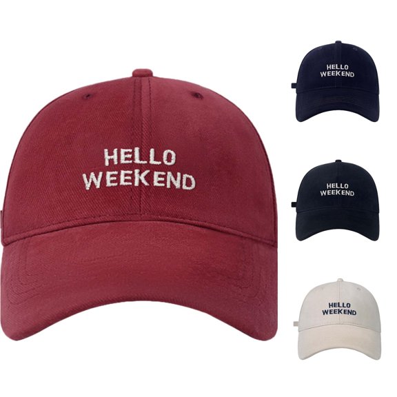 XIAOCHA Womens Hello Weekend Embroidered Dad Hat Adjustable Hat Band Farm Baseball Cap,Red