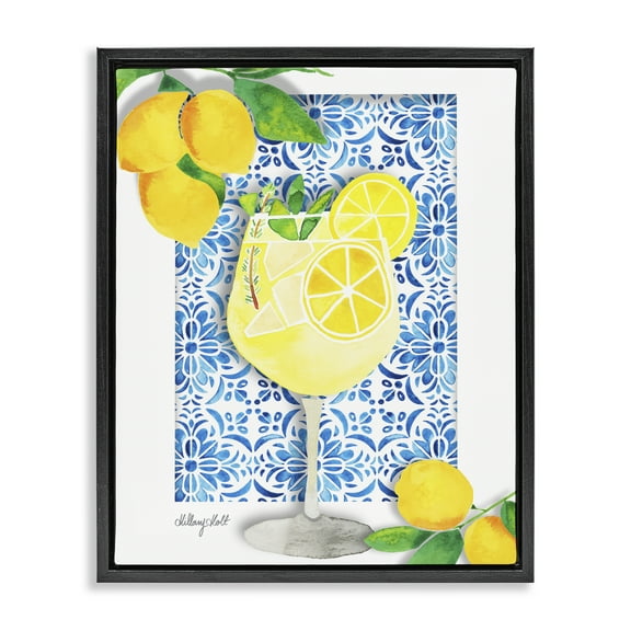 Stupell Industries Mediterranean Limoncello Drink Food & Beverage Painting Black Floater Framed Canvas Art Print Wall Art, 17 x 21