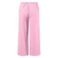 thumbnail image 4 of LIIPEE Girls Pants Summer Casual Solid Color Ankle Length Baggy Wide Leg Elastic Waist Pants Kids Comfortable Breathable Soft Cute Daily Trousers,12-13 Years, 4 of 4