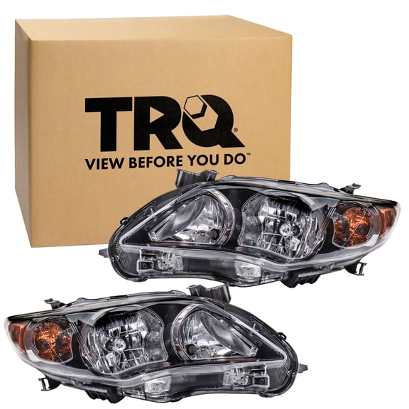 TRQ Headlight Assembly Set TO2502204 TO2503204 Fits 2011-2013 Toyota Corolla