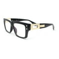 thumbnail image 3 of Luxury Narrow Rectangle Designer Style Horn Rim Clear Lens Fashion Glasses Shiny Black, 3 of 4